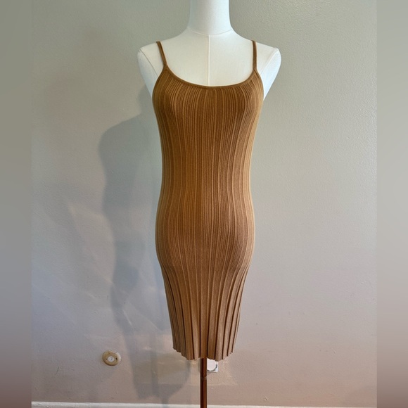 House of Harlow 1960 Dresses & Skirts - House of Harlow 1960 Ribbed Spaghetti Strap Midi Dress in Tan